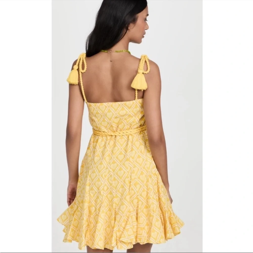 RHODE Yellow Ruched Ruffled Mini Dress - Picture 2 of 5